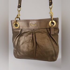 Coach Poppy Metallic Bronze Leather Shoulder Bag